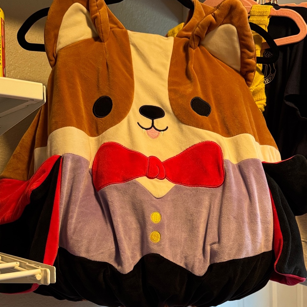 Squishmallows Corgi Costume with Red Bow